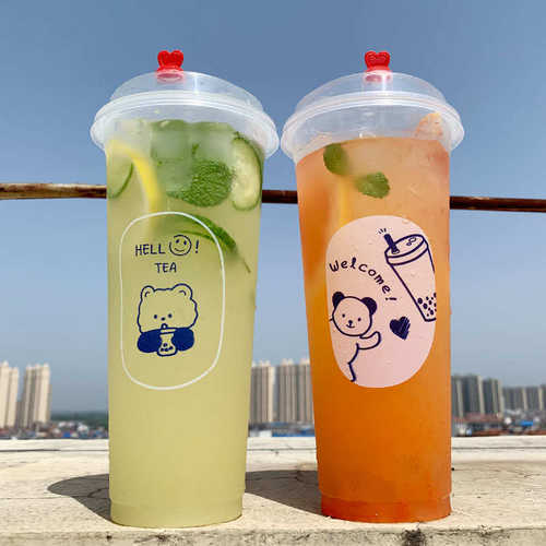 一次性杯子塑料杯奶茶饮料水果汁注塑网红杯装带盖定制LOGO90口径