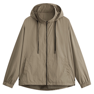 MODE COMMUTER| MC40D尼龙亚光微皱亚光微皱开襟连帽梭织风衣套装