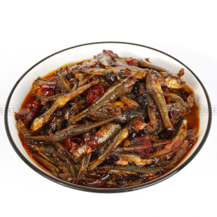 天海渔丰酱汁海鱼仔辣鱼仔柴火鱼火焙鱼小鱼仔干下饭菜(XO酱银虾)