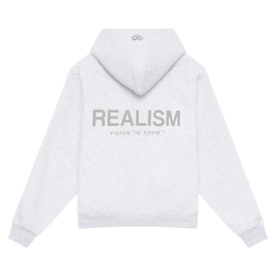 REALISM VISION连帽卫衣雪花灰男女同款宽松加绒潮牌春季街头卫衣