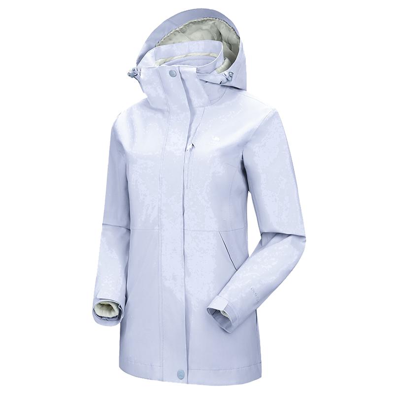骆驼3514系列冲锋衣女三合一欧若风蓝色外套防水三防旅游登山服男 蓝一实拍商品图