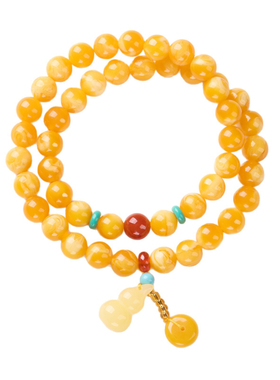 灵隐正品蜜蜡双圈手串女款