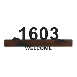 入户门牌号高级感中式胡桃木号码牌家用定制复古风高端墙面diy数字房号轻奢创意酒店包厢民宿进户门挂件装饰