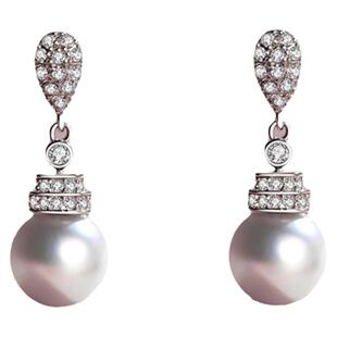 akoya天然海水珍珠耳环耳钉女高级感真多麻色耳坠银正圆复古耳饰