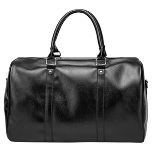 韩版风皮质大容量旅行袋商务出差登机包潮流男士手提包斜挎行李包