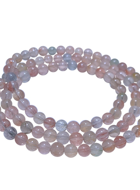 天然冰透拉丝兔毛水晶手链礼物女