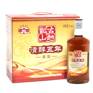 古越龙山绍兴黄酒清醇五年陈酿500ml*6瓶花雕酒半甜型月子入药