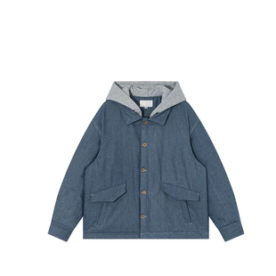 GcBrand Lab AW25 复古主题元素 假两件连帽牛仔棉衣厚实保暖棉服