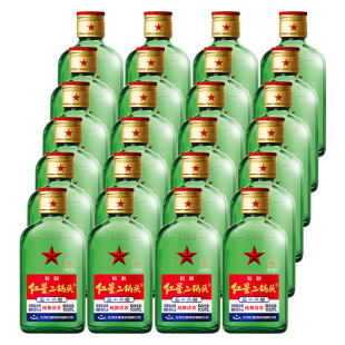 官方授权北京红星二锅头56度小二绿扁43度100ml*24瓶清香纯粮白酒