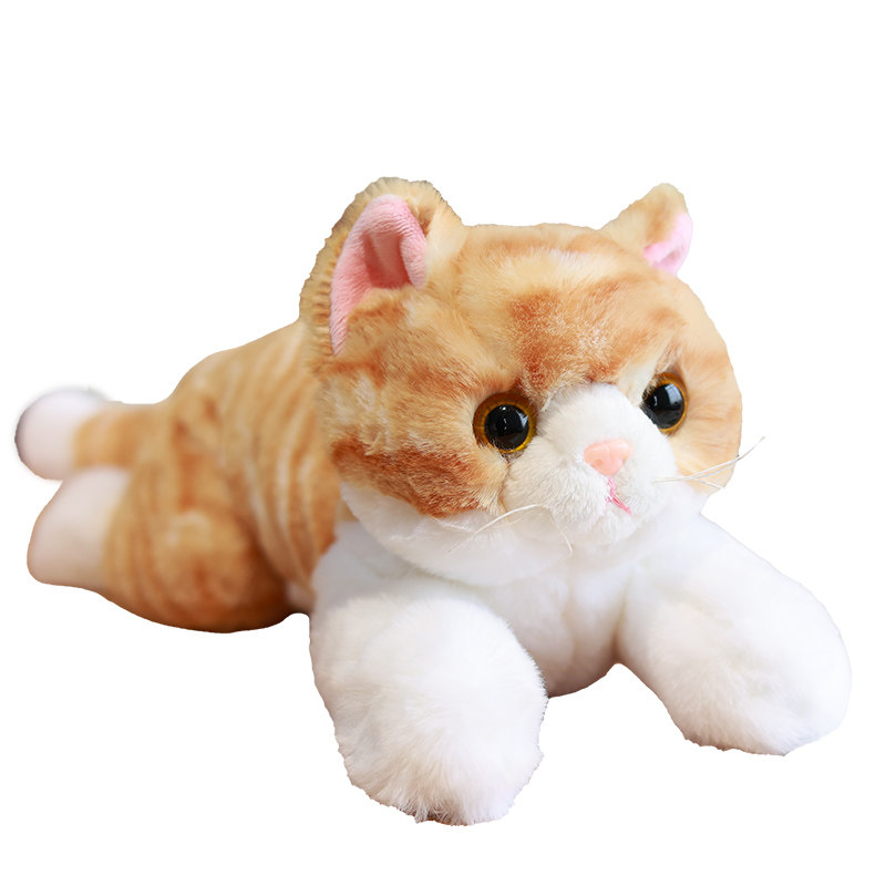 正版仿真趴猫公仔小猫咪毛绒玩具床上陪睡觉抱枕安抚玩偶生日礼物