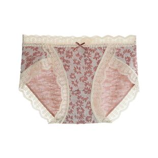 【情窦初开】内裤女士纯棉抗菌蕾丝边性感高开叉泡泡棉少女生短裤