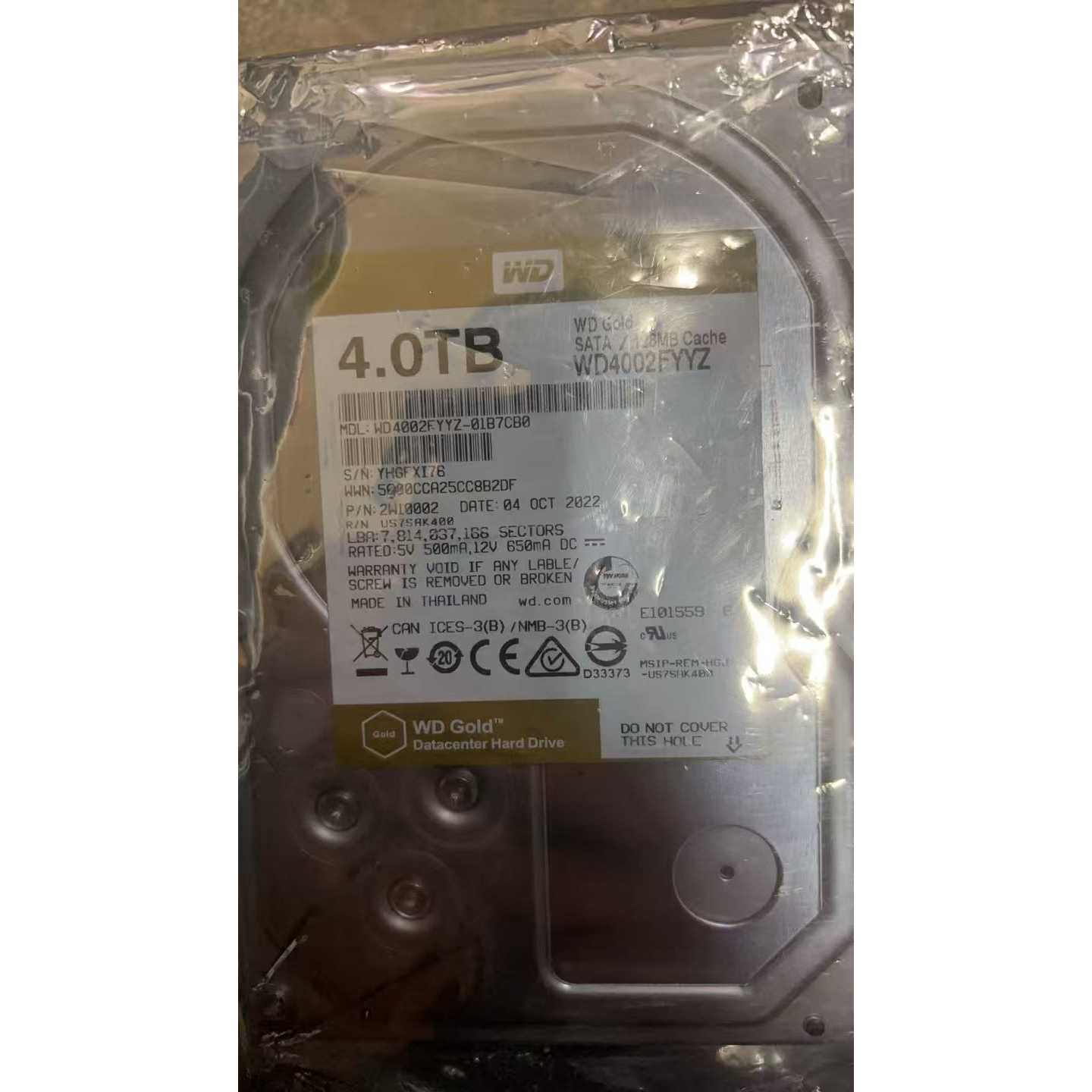 【议价-可维修】 数据WD Gold 4TB企业级硬盘 型号WD4002F /均有