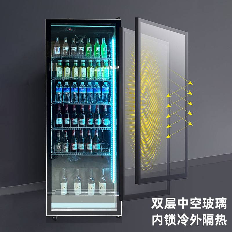双门饮料酒水柜立式冰箱酒吧啤酒柜保鲜冷藏柜便利店冰柜商业用