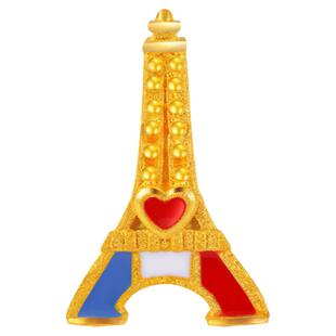 justgold鎮金店partyfun巴黎铁塔黄金足金耳钉耳环1321201Y