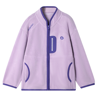 久岁伴儿童卫衣2025秋冬男童女童双面摇粒绒外套青少年内胆滑雪服