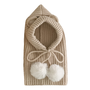 新款宝宝帽子围脖围巾套装一体冬天可爱超萌一岁婴儿防风披肩帽潮