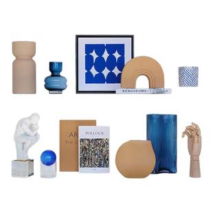 现代样板间简约家居饰品玄关书柜软装挂画创意陶瓷玻璃摆件ZH3078
