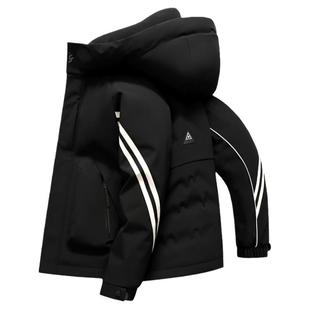 鸭鸭男女同款工装羽绒服2024秋冬季新品时尚百搭连帽短款情侣外套