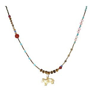 LAZY CIRCLES 小马博物馆项链 原创小众设计手工串珠复古锁骨链