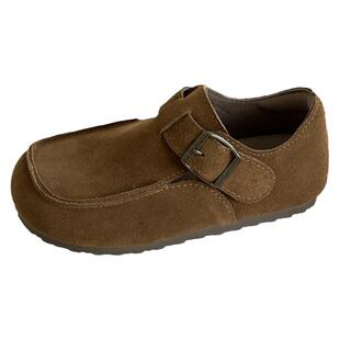 2026秋冬季新款儿童休闲真皮豆豆鞋男童加绒二棉勃肯鞋女童宝宝鞋