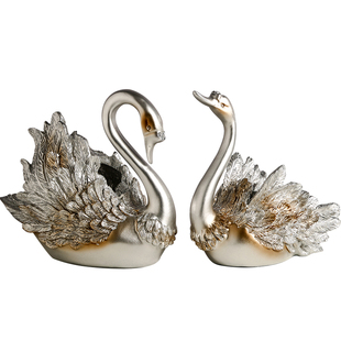 轻奢高级感天鹅酒架摆件家居客厅酒柜电视柜装饰品餐边柜摆设乔迁