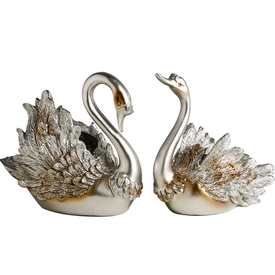 轻奢高级感情侣天鹅装饰品摆件