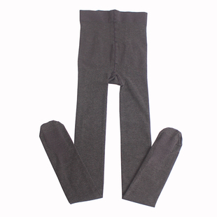 新款秋冬棉面打底裤女加厚不加绒竖条美腿连裤袜脚底带防滑哑光色