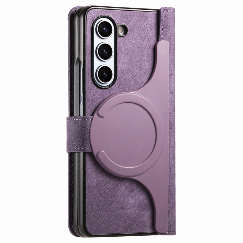 二合一磁吸翻盖适用三星zfold5手机壳fold6保护套zflod7折叠屏zfold4支架w24可放卡w23拉链零钱包w22笔袋皮套