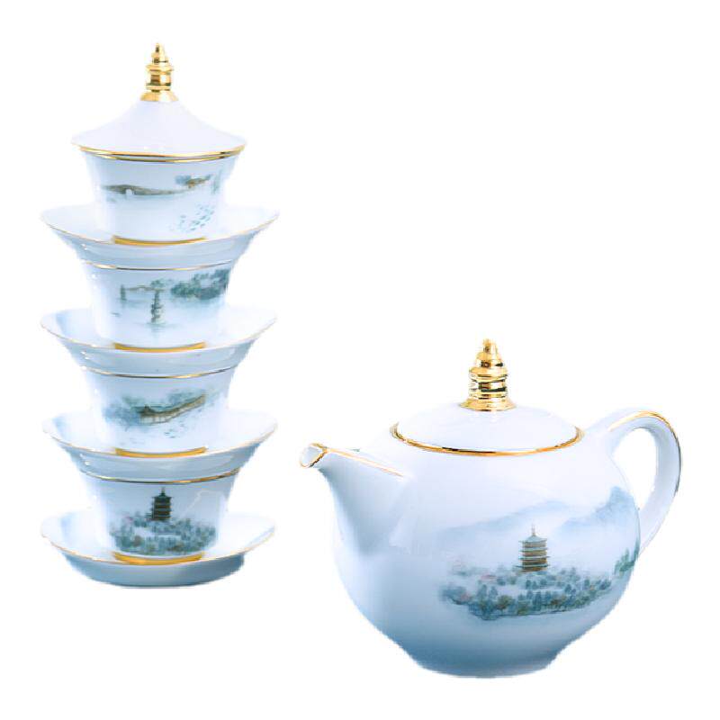 13头西湖印象高档家用茶杯瓷
