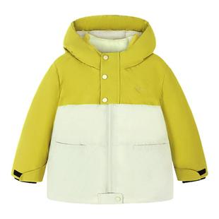 迷你巴拉巴拉男女童羽绒服三防儿童撞色连帽冬季工装外套2025新款