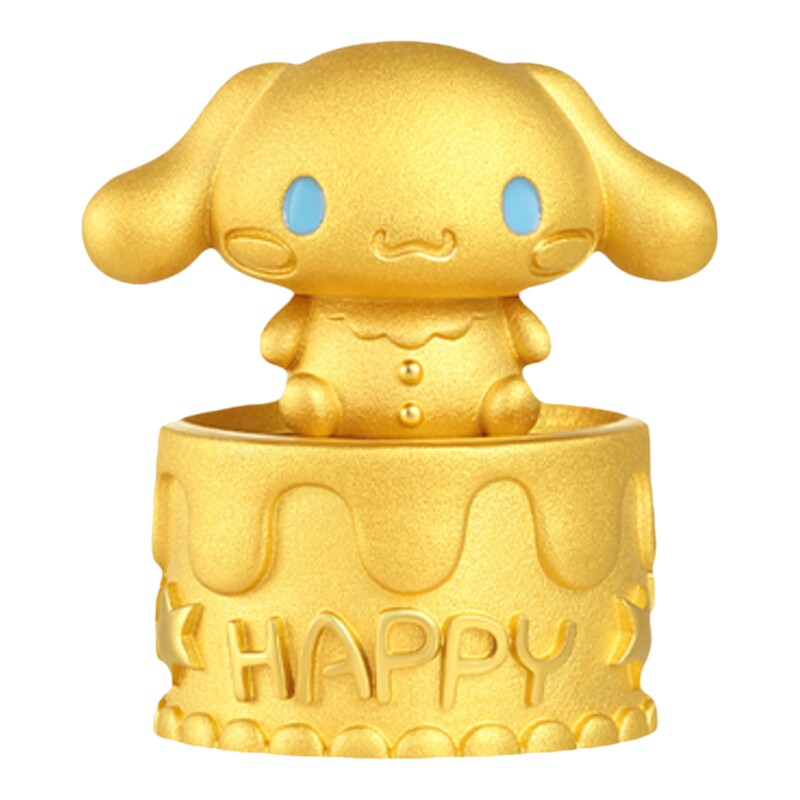 潮宏基三丽鸥黄金生日蛋糕摆件足金手把件5D硬金投资金生日送礼