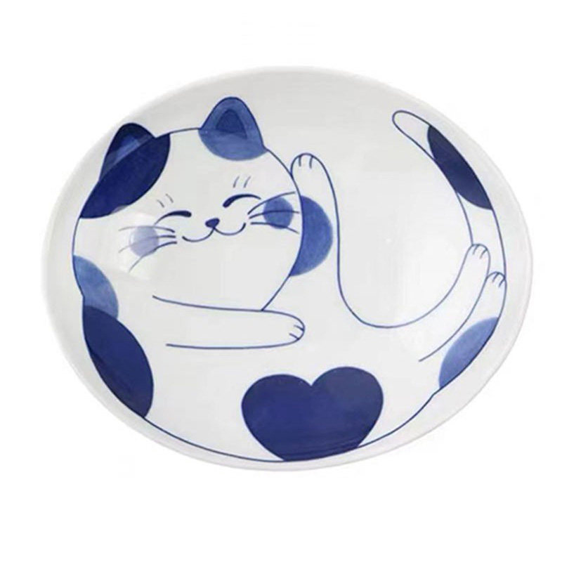 可爱风餐具青花猫咪马克杯日式碗