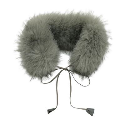 加厚定制毛绒绒灰色小围巾女冬季