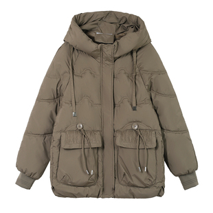 啄木鸟连帽妈妈棉服女士冬季2025新款宽松时尚棉衣加厚保暖外套女