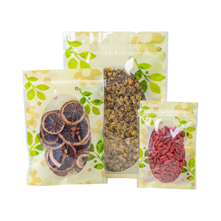 印三花叶子拉骨袋自封平底开窗花草茶小号食品密封封口包装分装袋