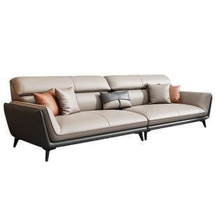 意式真皮办公沙发茶几组合现代商务会客接待公司办公室沙发三人位