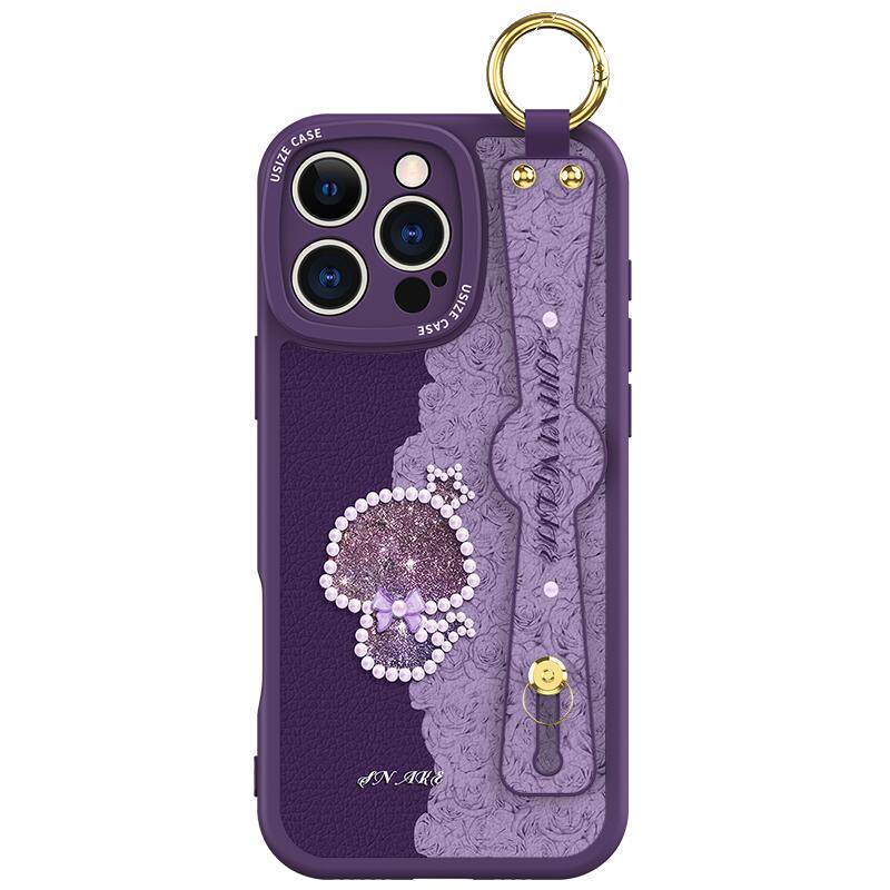 可以背的苹果16promax手机壳新款iPhone17女生15pro防摔iPhone14小羊皮13腕带支架12高级感11挂绳plus卡通蛇