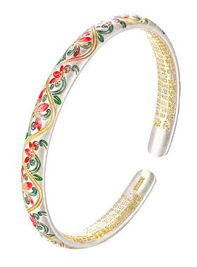 足银999花藤彩珐琅手镯