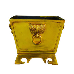 欧斯特精工铜首衔耳斗式炉室内家用全鎏金盘香炉桌面熏香炉摆件