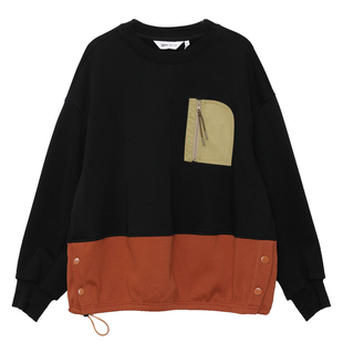 MOVEUP幻走2025冬季新款.FUN系列小落肩撞色口袋开衩短款卫衣女