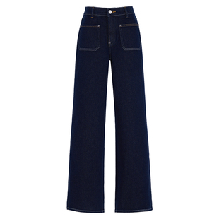 DD 巨显瘦！天生直腿 法式口袋微喇叭原色弹力直筒阔腿牛仔裤女