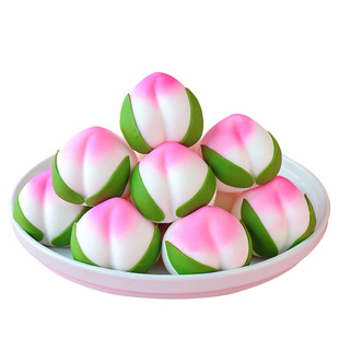 寿桃棉花糖蛋糕装饰摆件3D软糖祝寿老人生日烘焙甜品休闲零食点缀