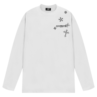 404MOB美式复古印花圆领长袖T恤男国潮牌2026春季260g重磅内搭t女