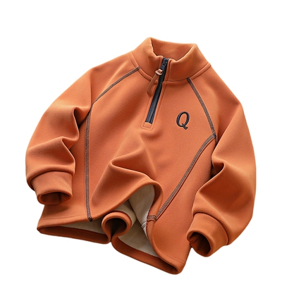 男童冬季加绒卫衣半高领防风保暖