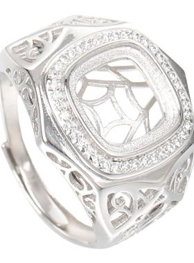 diy戒指空托蜜蜡光面镶嵌绿松石