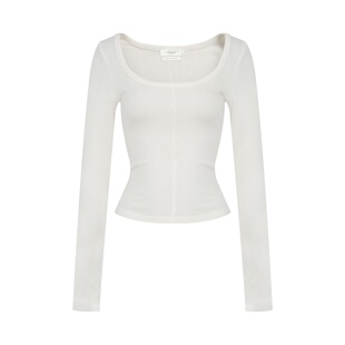 Liilou  clean fit 透气舒服 方领修身长袖打底上衣