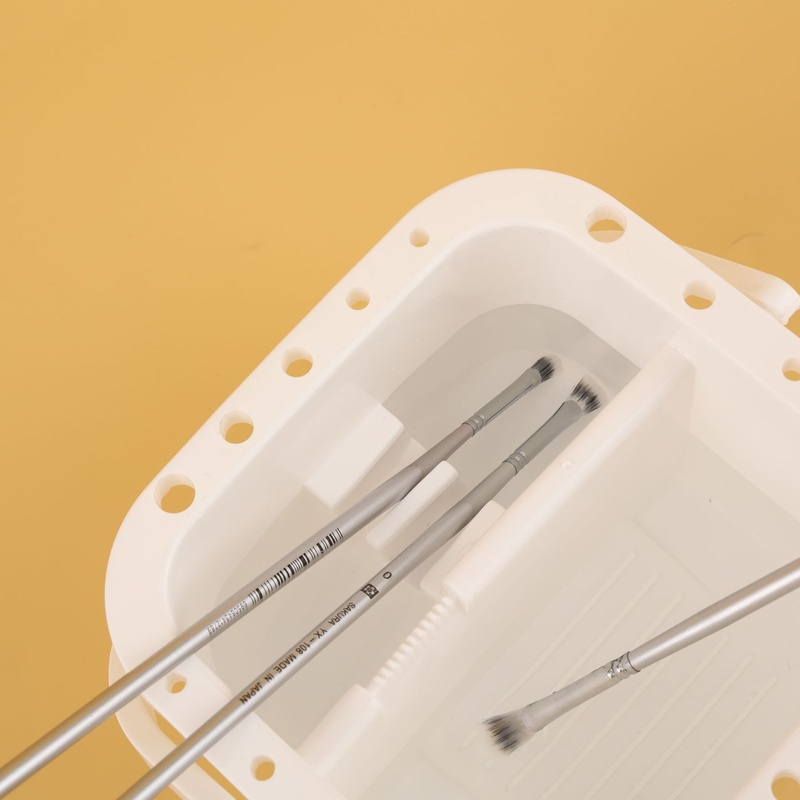 云歌方形塑料洗笔筒美术多功能水桶三合一桶调色盘绘画颜料带笔洗