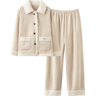 思莉太太情侣睡衣秋冬款女冬季加厚加绒可外穿男士外套冬天家居服