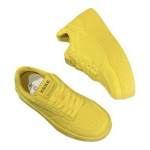 XGXC黄子弘凡同款柑黄色女鞋2024新款春秋爆款厚底休闲小白运动鞋