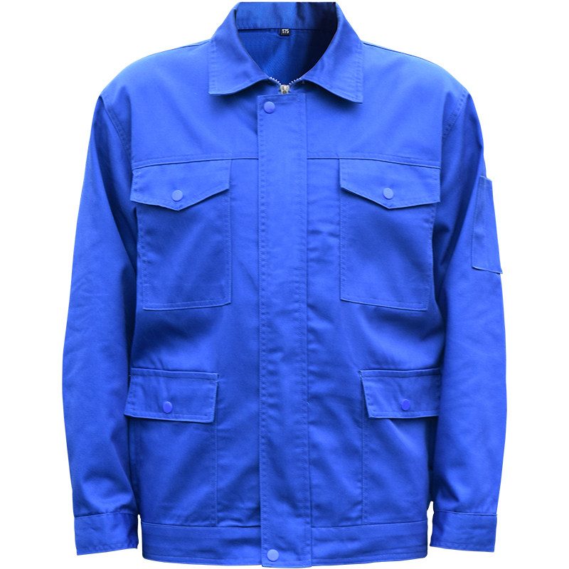 大口袋工作服套装男工厂汽修耐磨长袖工装上衣蓝色春秋劳保服定制